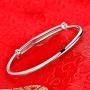 GUIJI Bracelet 999 Fine Jewellery Sterling Silver Bangles Size Adjustable Lady Women Jewelry Box