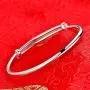 GUIJI Bracelet 999 Fine Jewellery Sterling Silver Bangles Size Adjustable Lady Women Jewelry Box