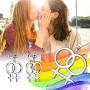 Besilver LGBT Lesbian Pride Necklace for Women Men 925 Sterling Silver Tansgender Gay Pride Earrings/Necklace Gay Pride Jewelry Gift