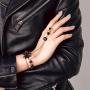 Chicque Boho Hand Chain Gold Rhinestone Finger Ring Black Flower Hand Bracelet Hand Jewelry for Women and Girls