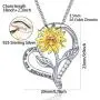 Klurent Sunflower Necklace for Women, Love Heart Pendant My Sunshine Jewelry Adjustable 18-20 Inches, Birthday Mothers Day Valentines Day Necklaces Gifts for Wife Girlfriends Daughter Mother