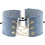 FM FM42 Multicolor 2.16'' Width Denim Gold-Tone Chain Chic Choker Collar Necklace Set, 4PCs PN1391
