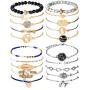 Chuangdi 4 Jewelry Set Layered Beaded Bracelet Adjustable Charm Pendent Stack Bracelets Wrap Bangle for Women Girl (Style 1)