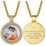 GoldChic Jewelry Personalized Photo Necklace for Men Women, Customized Round/Heart/Square Memory Picture Medallion Pendant Wheat Chain Hip Hop Jewelry, Multi Chain Length 18-30 inches (with Gift Box)