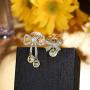 Sllaiss Asymmetric Bow Dangle Aurora Crystals Earrings for Women Made with Swarovski Cute Fashion 14K Gold Plated Mothers Day Jewelry Gift