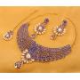 Touchstone Indian Bollywood Intricately Crafted Diamond Look Rhinestone Crystal Colorful Wedding Designer Jewelry Necklace Set in Gold and Silver Tone for Women.