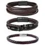 LOLIAS 3Pcs Stainless Steel Braided Leather Bracelet for Men Women Leather Wrist Band Cuff Bangle Bracelet Magnetic Clasp 7.5-8.5 inches LOLIAS 3Pcs Stainless Steel Braided Leather Bracelet for Men Women Leather Wrist Band Cuff Bangle Bracelet Magnetic Clasp 7.5-8.5 inches