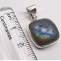 SilverStarJewel Solid Sterling Silver Square Labradorite Pendant 1'' Made In India