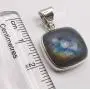 SilverStarJewel Solid Sterling Silver Square Labradorite Pendant 1'' Made In India SilverStarJewel Solid Sterling Silver Square Labradorite Pendant 1'' Made In India