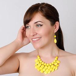JANE STONE Fashion Floating Bubble Necklace Teardrop Bib Collar Statement Jewelry for Women