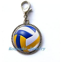 Cute Volleyball Zipper Pull,Perfect for Necklaces, Bracelets, Keychain and Earrings Charm Volleyball Handmade Jewelry-nu215