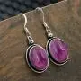 Natural Labradorite Lapis Moonstone Dangle Earrings 10x14mm Oval Shape Gemstone 925 Silver Overlay Handmade Bohemian Dangle Earrings For Women