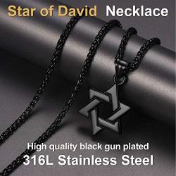 ChainsPro Magen David Star Pendant with Chain-55+5CM Adjustable, 316L Stainless Steel/Gold Plated (Send Gift Box)