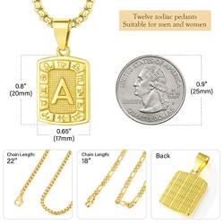 SHOWFULL Initial Letter Pendant Necklace, Gold Constellation Capital A-Z Letter Pendant Necklace for Boys Girls Women Men(2 Necklaces Included)