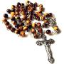 elegantmedical HANDMADE Tiger Eye Jade Rosary Beads Cross CRUCIFIX CATHOLIC NECKLACE Box