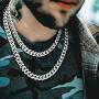 ROWIN&CO Men Chain Silver 15mm Thick Heavy Stainless Steel Miami Curb Cuban Link Necklace/Bracelet with CZ Choker Diamond Chain,8-35 inchs
