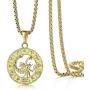 Trendsmax Astrology Constellation Horoscope Zodiac Pendant Necklace for Women Mens Gold Plated Stainleess Steel 22inch Box Chain