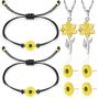 Hicarer Sunflower Pinky Promise Bracelet Necklace Earrings Long Distance Friendship Jewelry for Women Teen Girls