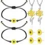 Hicarer Sunflower Pinky Promise Bracelet Necklace Earrings Long Distance Friendship Jewelry for Women Teen Girls
