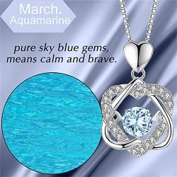 XVX Beating Double Heart Necklace 925 Sterling Silver with White Gold Plated Cubic Zirconia Birthstone Pendant Forever Love Necklaces Jewelry Gifts for Women Girl