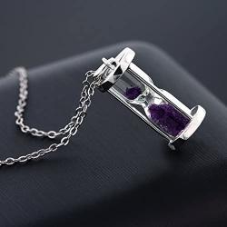 Gem Stone King 925 Sterling Silver Amethyst Dust Hourglass Pendant Necklace with 0.75 Ct with 18 Inch Silver Chain