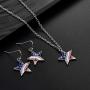LUX ACCESSORIES Silver Tone American Flag Inspired Star Necklace Earrings Set