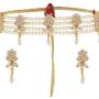 Efulgenz Indian Bollywood 14 K Gold Plated Cubic Zirconia Faux Ruby Emerald Pearl Choker Necklace Earring Bridal Jewelry Set