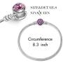 NINAQUEEN 925 Sterling Silver Snake Chain Bracelet with Purple Clasp Charms Birthday Gifts for Her Wife Mom Teen Girls