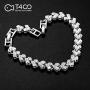 T400 White Link Tennis Bracelet Pendant Necklace Jewelry Set with AAA Cubic Zirconia Wedding Gift for Brides Bridesmaid Women