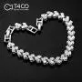T400 White Link Tennis Bracelet Pendant Necklace Jewelry Set with AAA Cubic Zirconia Wedding Gift for Brides Bridesmaid Women