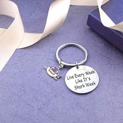 Shark Keychain Shark Girl Jewelry Gift Live Every Week Like Its Shark Week Shark Gifts Inspirational Keychain Motivation Gifts for Friends Shark Colleague Gifts(live like shark KR)