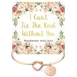 Love Knot Bridesmaid Bracelet with Initial, Bridesmaid Gifts Cards - I Cant Tie The Knot Without You