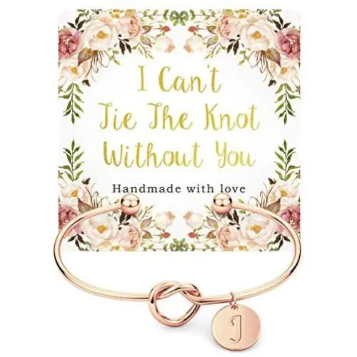 Love Knot Bridesmaid Bracelet with Initial, Bridesmaid Gifts Cards - I Cant Tie The Knot Without You Love Knot Bridesmaid Bracelet with Initial, Bridesmaid Gifts Cards - I Cant Tie The Knot Without You