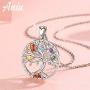 Tree of Life Necklace for Women, Sterling Silver Pendant, Jewelry Gift with Infinite Colorful Cubic Zirconia for Girlfriend Daughter