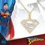 DC Comics Superman Logo Womens Jewelry, Yellow Gold Plated Swarovski Crystal Pendant Necklace 18'' Chain