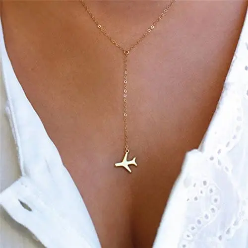 Bodyslam Vintage Women Gold Airplane Pendant Layered Necklace Tiny Dainty Jewelry Gift Bodyslam Vintage Women Gold Airplane Pendant Layered Necklace Tiny Dainty Jewelry Gift