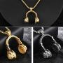 SAWADA Hip Hop Punk Style Stainless Steel Headphone Pendant Necklace DJ Music Chain Necklace Gold/Black/Silver