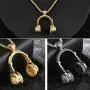 SAWADA Hip Hop Punk Style Stainless Steel Headphone Pendant Necklace DJ Music Chain Necklace Gold/Black/Silver SAWADA Hip Hop Punk Style Stainless Steel Headphone Pendant Necklace DJ Music Chain Necklace Gold/Black/Silver