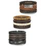 Jstyle 12Pcs Braided Bracelet for Men Beaded Bracelets Wrap Leather Wooden Bracelets Adjustable