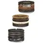 Jstyle 12Pcs Braided Bracelet for Men Beaded Bracelets Wrap Leather Wooden Bracelets Adjustable