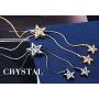 QIAN0813 Charm Triple Crystal Star Long Sweater Chain Necklace Fine Jewelry Crystals Women Red Pearl Cross Tassel Necklace