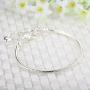 RUBYCA 10pcs White Silver Plated Heart Lobster European Snake Chain Bracelets fit Charm Beads 7.5''