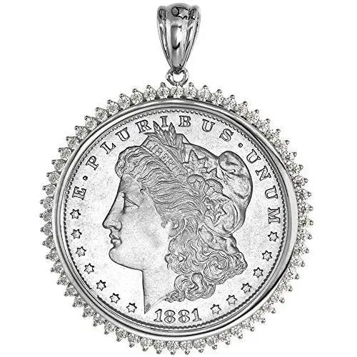 Sterling Silver Cubic Zirconia Silver Dollar Bezel CZ Halo 38 mm Mexican Olympic Coins Prong Back Coin NOT Included Sterling Silver Cubic Zirconia Silver Dollar Bezel CZ Halo 38 mm Mexican Olympic Coins Prong Back Coin NOT Included