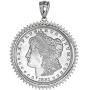 Sterling Silver Cubic Zirconia Silver Dollar Bezel CZ Halo 38 mm Mexican Olympic Coins Prong Back Coin NOT Included