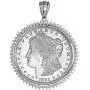 Sterling Silver Cubic Zirconia Silver Dollar Bezel CZ Halo 38 mm Mexican Olympic Coins Prong Back Coin NOT Included Sterling Silver Cubic Zirconia Silver Dollar Bezel CZ Halo 38 mm Mexican Olympic Coins Prong Back Coin NOT Included