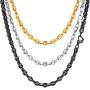 PROSTEEL Stainless Steel Fancy Chain Necklace for Men Women, Black/Silver/Gold Tone, Nickle Free, Hypoallergenic, Trendy France Style Coffee Chain, 5mm/10mm Bead, Come Gift Box