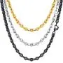 PROSTEEL Stainless Steel Fancy Chain Necklace for Men Women, Black/Silver/Gold Tone, Nickle Free, Hypoallergenic, Trendy France Style Coffee Chain, 5mm/10mm Bead, Come Gift Box