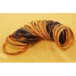 Touchstone New Colorful Bangle Collection Indian Bollywood Sequins Touch Textured Wrist Beautifier Designer Jewelry Bangle Bracelets. Set of 48 in Antique Gold Tone for Women