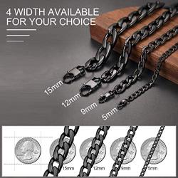 U7 Mens 9MM 12MM 15MM Chains 18K Gold Plated Miami Cuban Chain Necklace, Length 14/18/20/22/24/26/28/30 Inches Strong Curb Links-with Gift Box