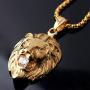 Ineffable Stainless Steel Vintage Lion Head Pendant Necklace Rope Chain Jewelry punk style